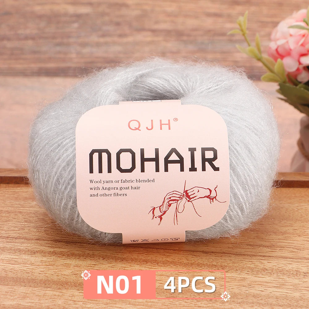 Mohair Yarn Set 4-Skein Bundle, 130m Each — Multicolor | KIMLUD