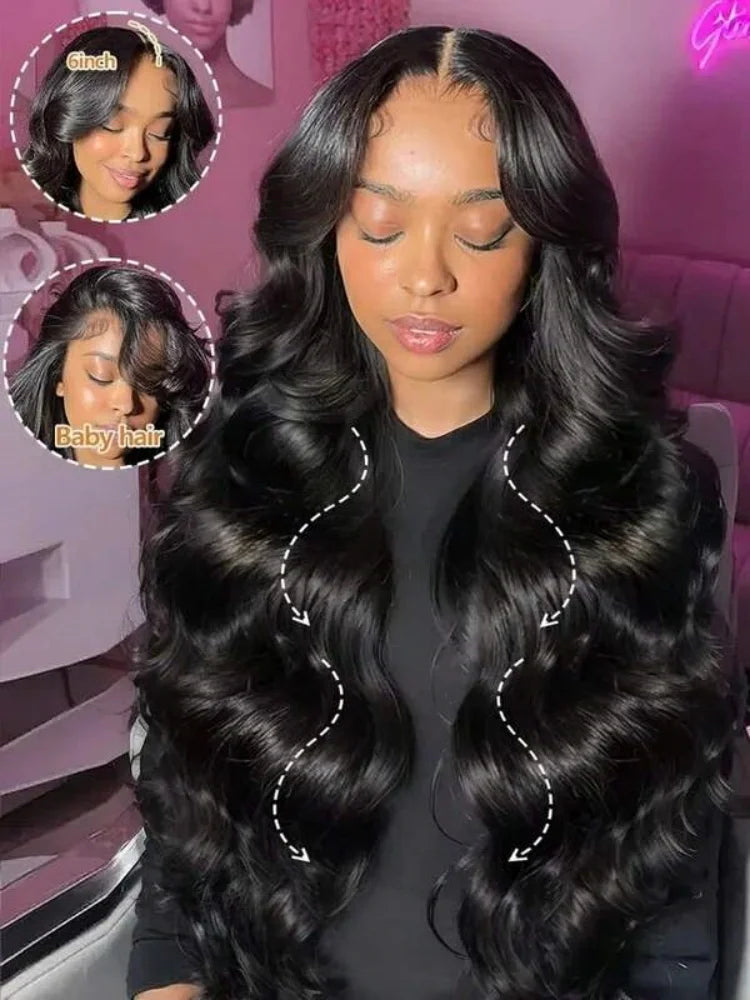 Lace Front Wig – Glueless HD Lace 40in – Body Wave – Natural Black | KIMLUD