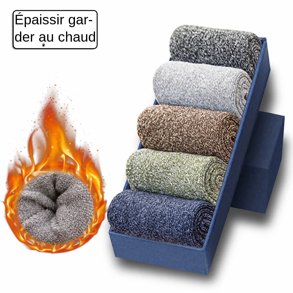 Thermal Cotton-Blend Socks 5-Pair Pack For Men — Black | KIMLUD