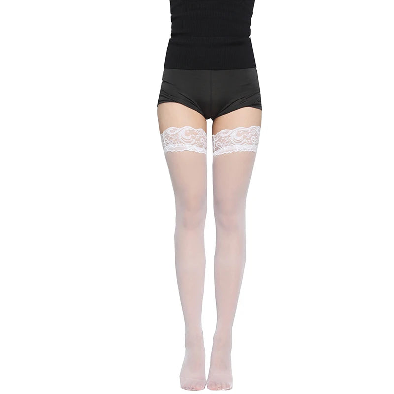Nylon Lace Stockings Sheer Breathable — Black | KIMLUD