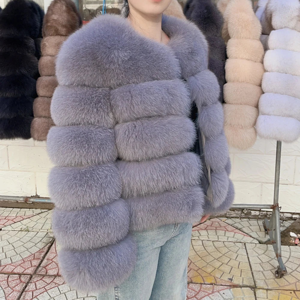 QUEENTINA Fox Fur Coat Real Winter Women'S New Fashion Furry 2025 Leather And Skin White Clothing Natural New In Coats & Jackets