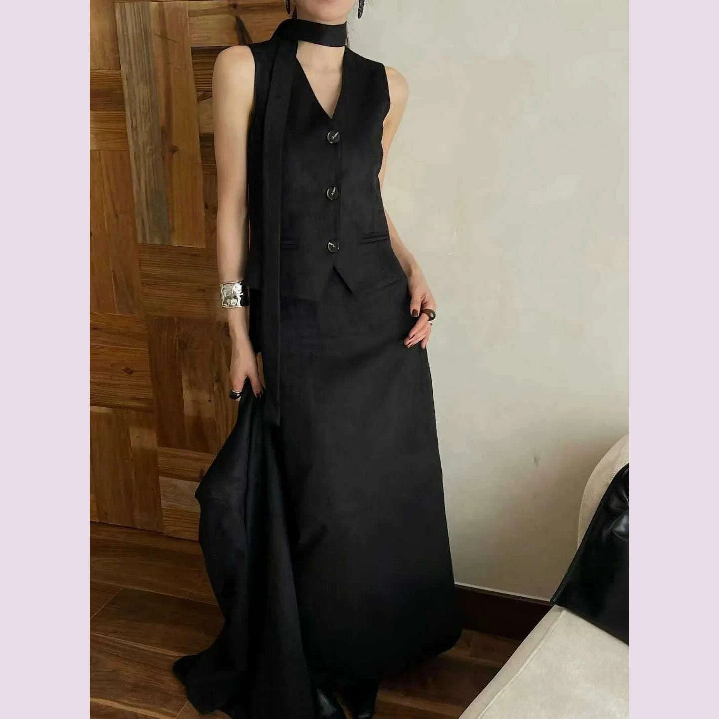 kwtx-2025-womens-3-pcs-suit-set-spring-fall-v-neck-blazer-single-breasted-vest-ribbon-tie-skirt-solid-color-elegant-retrokimlud-womens-fashion-34628591