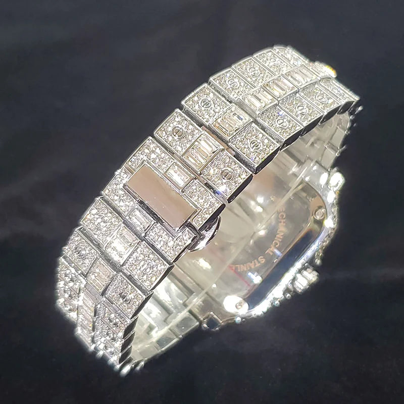 Luxury Brand Diamond Watches for Men Fashion Cool Shiny Silver Jewelry Clock Hip Hop Iced Out Original Reloj Hombre Dropshipping