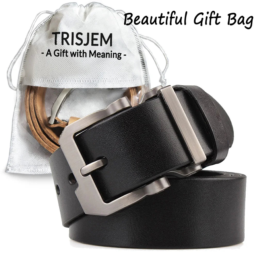 Large Size 140 150 160 170cm Men's Genuine Leather Belts Adjustable Formal Waistband for Jeans Pants Perfect Father'S Day Gift