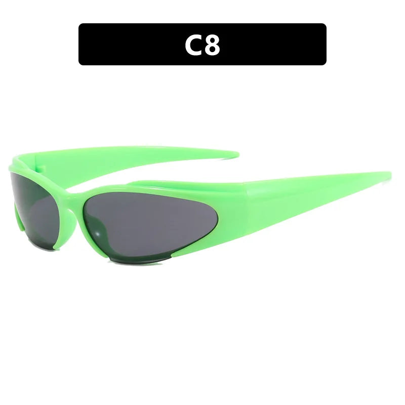 Women Retro Brand Design Fashion Shades Punk Sun Glasses Classic Wrap Around Y2k Sunglasses for Men Outdoor Sports Goggles - KIMLUD