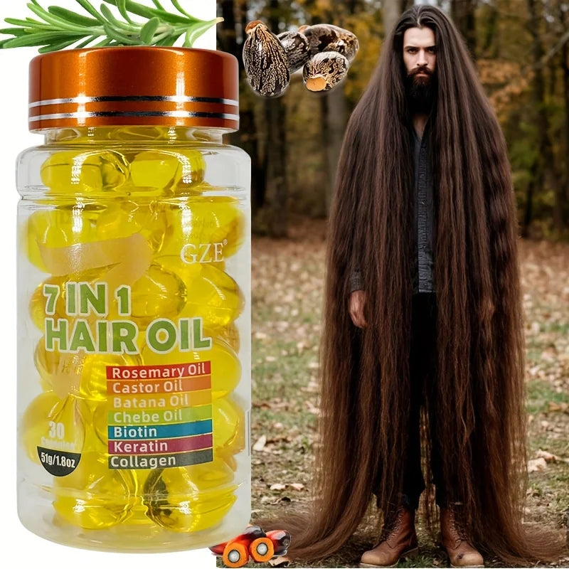 Natural Oil Blend Hair Oil 7-In-1 With Rosemary Castor Oil — Amber | KIMLUD