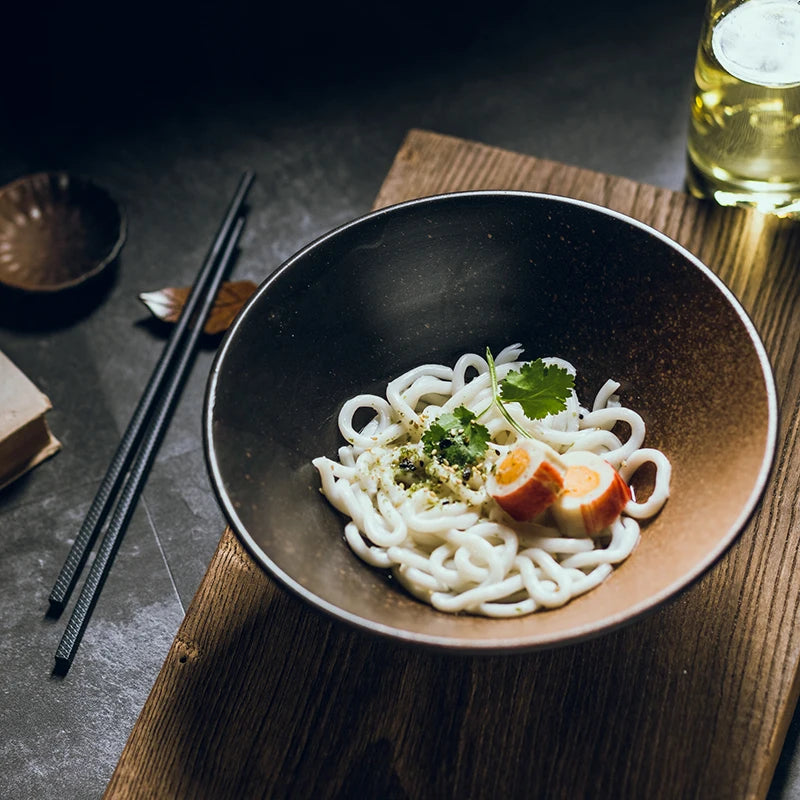 Porcelain Japanese Ramen Bowl Large — Black | KIMLUD