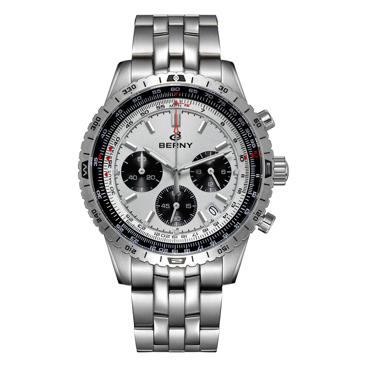 BERNY Aviation Pilot Men's Watches Quartz Chronograph Watch Date Sapphire Super Luminous Luxury Brand Dress Man Wristwatch