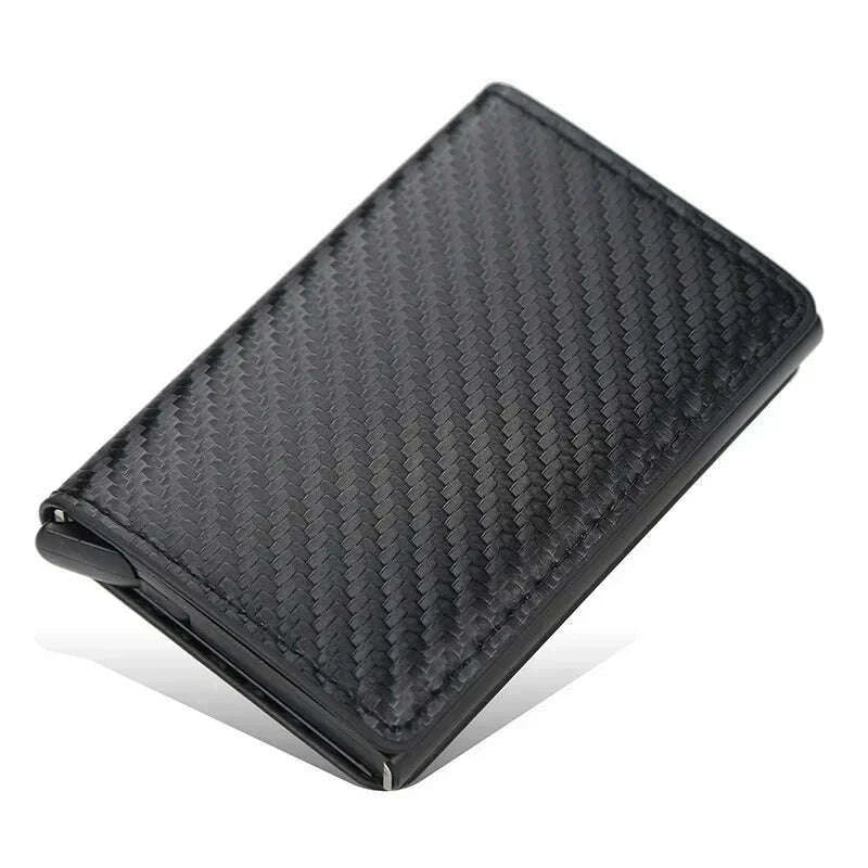 KIMLUD, Carbon Fiber Card Holder Wallets for Men RFID Portable Trifold PU Slim Mini Wallet Male Purses Wallet Women pasjeshouder, Black Carbon Fiber 3, KIMLUD Womens Clothes