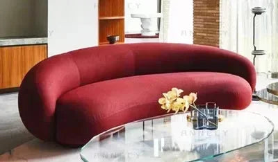Nordic Velvet-Inspired Sofa Curved Silhouette With Plush Cushioning — Olive Green | KIMLUD