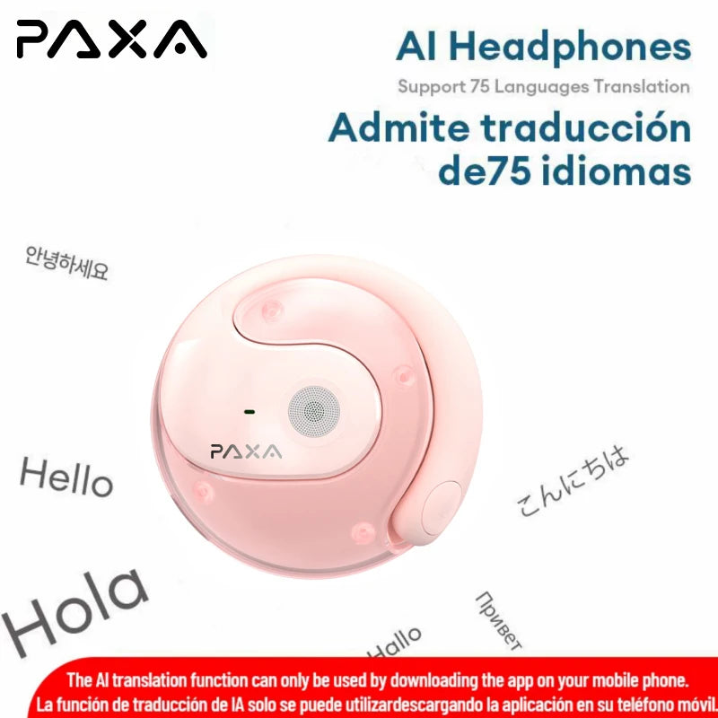 PAXA Wireless Bluetooth AI Translator Earbuds Real-Time Voice Translation Headphones 137 Languages For Travel Business Learning