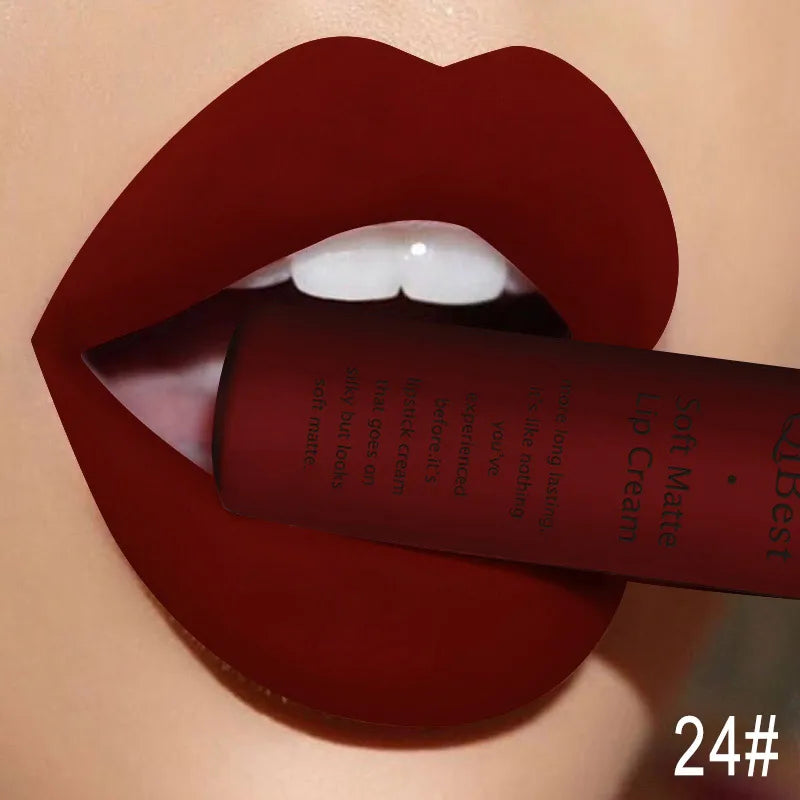 Velvet Matte Lip Gloss Waterproof — Nude Red | KIMLUD