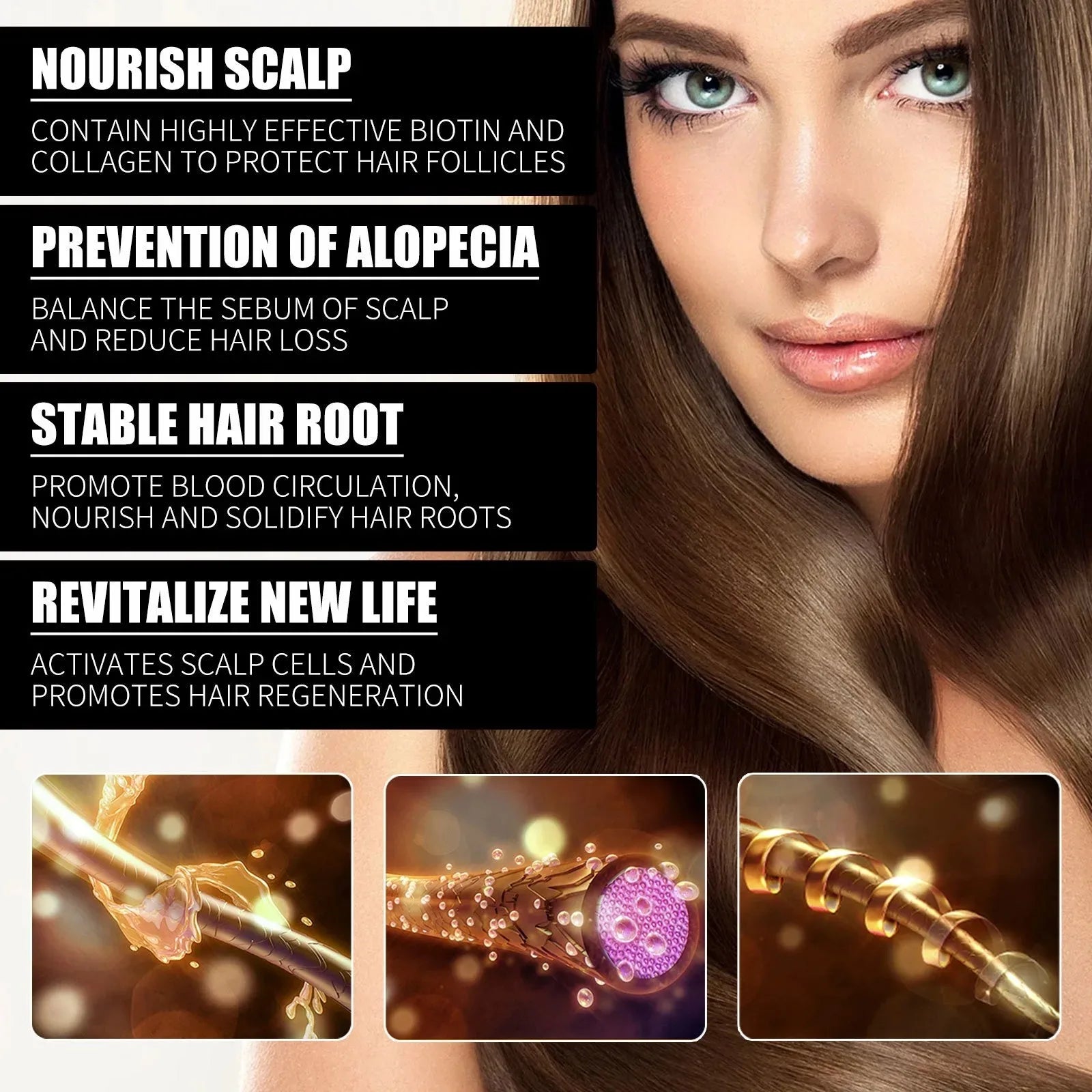 Collagen B7 Hair Growth Essential Oil Scalp Treatment Set — Amber-Gold | KIMLUD