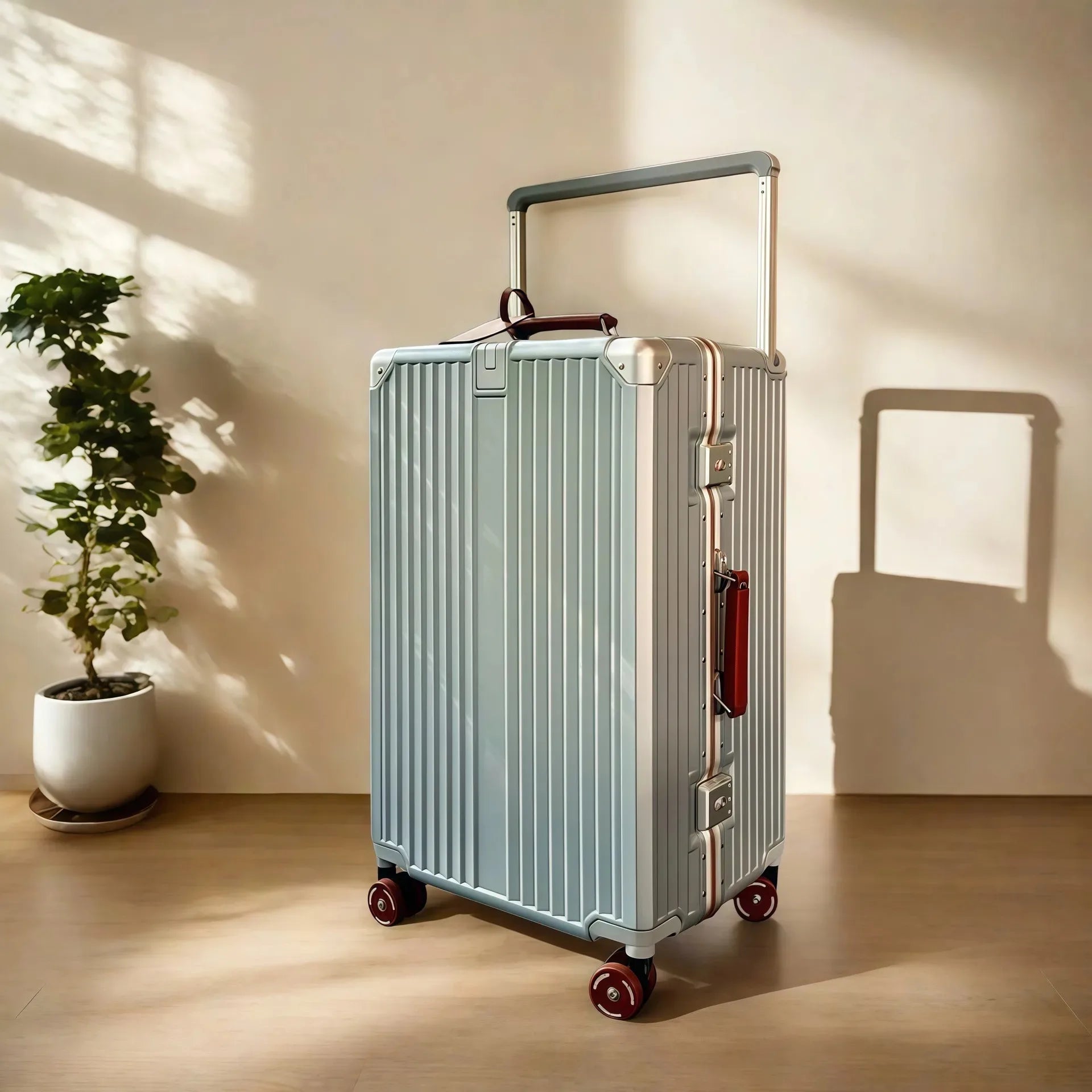 Wide Handlebar Travel Balance Trolley Suitcase with Colorful Silent Wheels TSA Lock Rolling Luggage Large Capacity PC Material