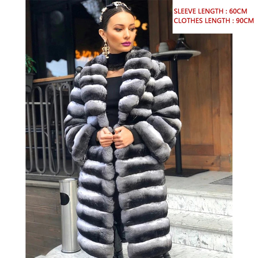 KIMLUD, Real Rex Rabbit Fur Coat Women Luxury Natural Fur Short Coat Best Selling Winter Outerwear Chinchilla Fur, 3 / XS-BUST-90CM, KIMLUD Womens Clothes
