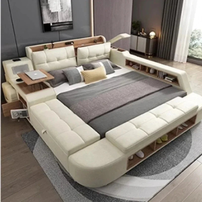 Nordic Multifunctional King Size Bed with Drawers for Bedroom or Backyard Furniture