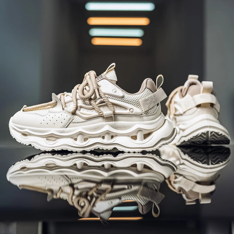 Men's sports shoes four seasons new thick-sole non-slip outdoor casual running shoes student light breathable soft-sole sneakers