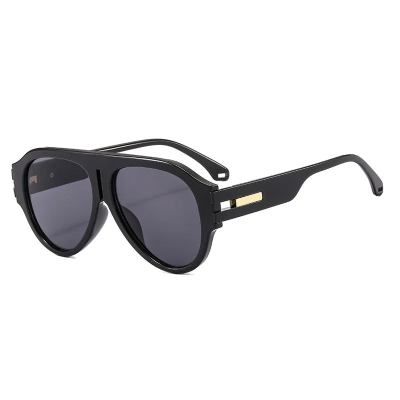 Square Frame Sunglasses Plastic Oversized Design UV Protection — Black | KIMLUD
