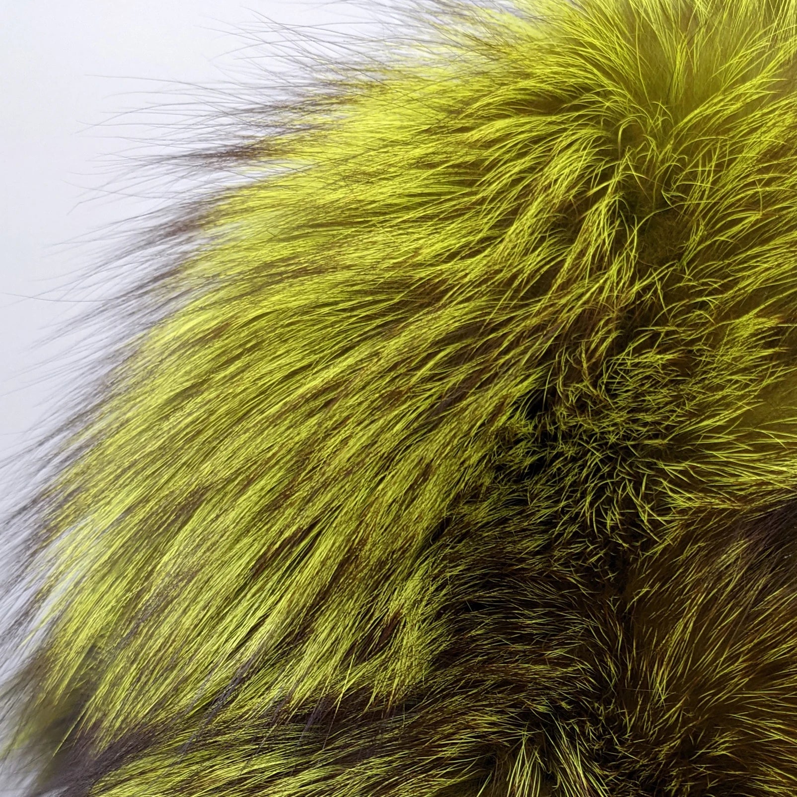 Long Coat – Color-Block – Fox Fur Patchwork – Green-Brown | KIMLUD