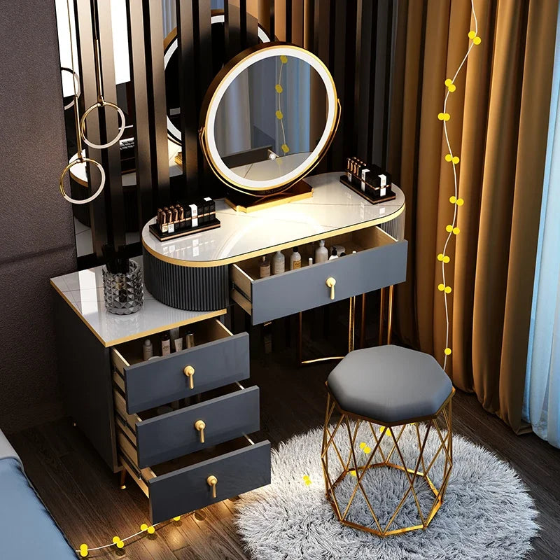 European Modern Vanity Table Storage Brass Hardware — Deep Blue-Dust | KIMLUD