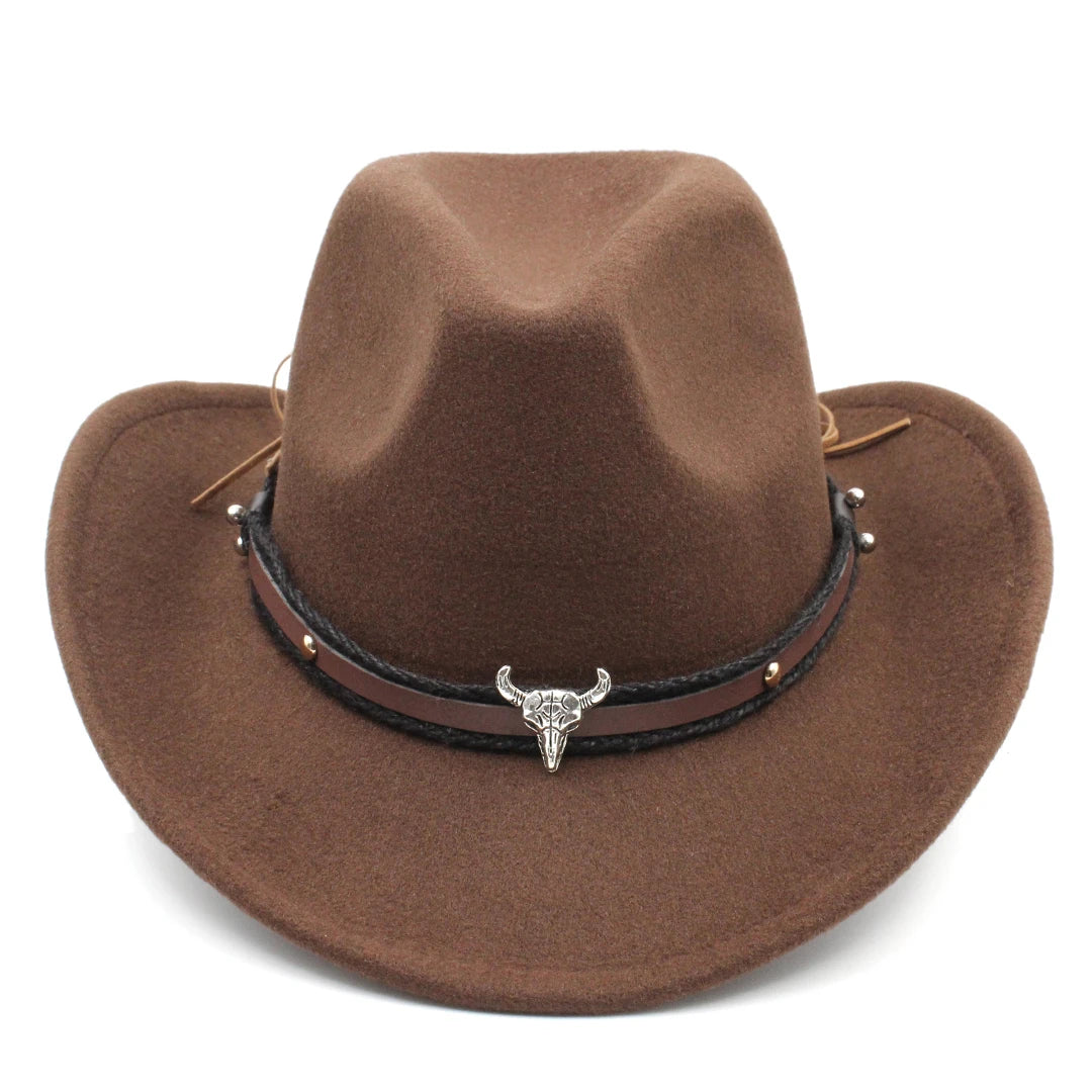 Cotton-Polyester Western Cowboy Hat Unisex Kids Costume Accessory for Halloween Masquerade — Brown | KIMLUD