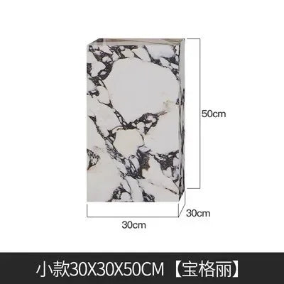 Marble Side Table Minimalist Modern — White | KIMLUD