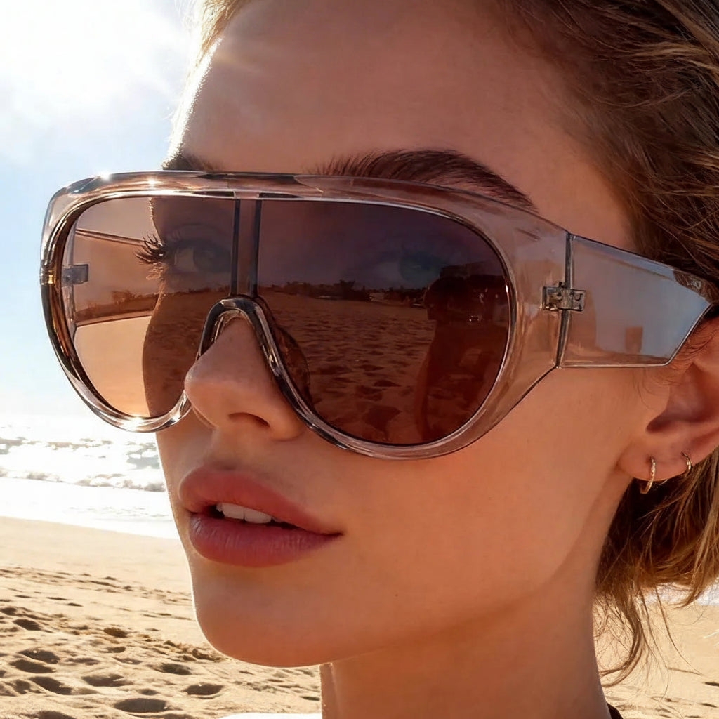 Plastic Frame Sunglasses Y2K Big-Frame Vintage Punk UV400 — Black | KIMLUD