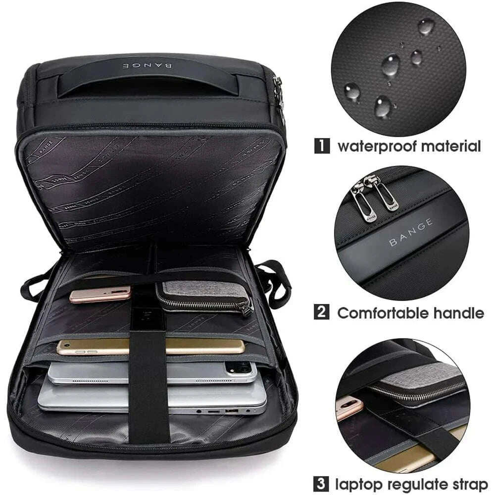 KIMLUD, BANGE Business Backpacks Laptop 15.6 inch Multifunctional WaterProof Big Capacity Daily Work Male Backpack School Bag Mochila, KIMLUD Womens Clothes