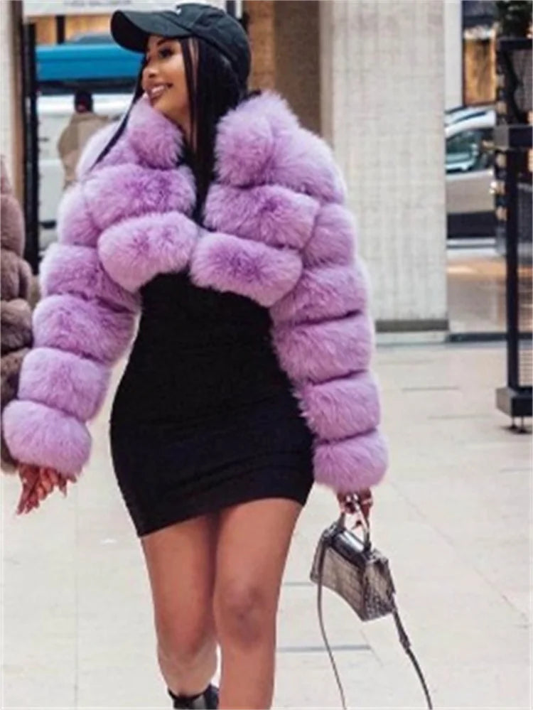 WESAYNB Winter Clothes 2022 Fashion Faux Fur Coats Women Long Sleeve Warm Tops Quilted Faux Fur Jackets For Women Wholesale