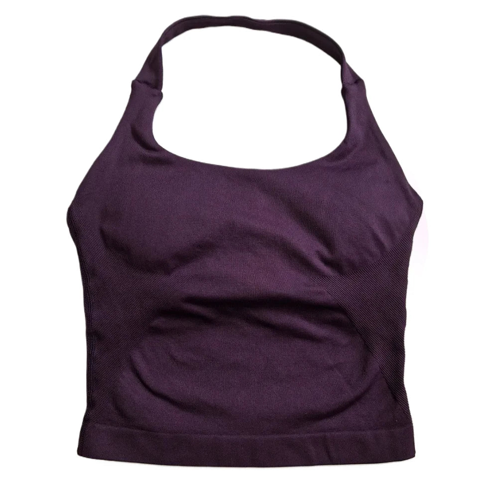 Padded Sports Bra – Backless Strappy – Halter | KIMLUD