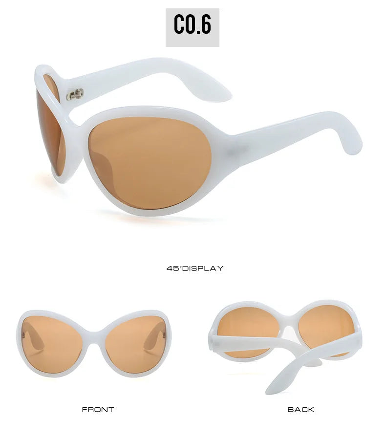 Oversized Punk Oval Sunglasses UV400 — Black | KIMLUD