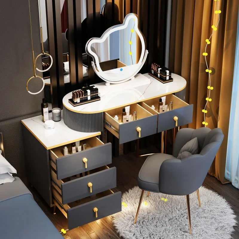 European Modern Vanity Table Storage Brass Hardware — Deep Blue-Dust | KIMLUD