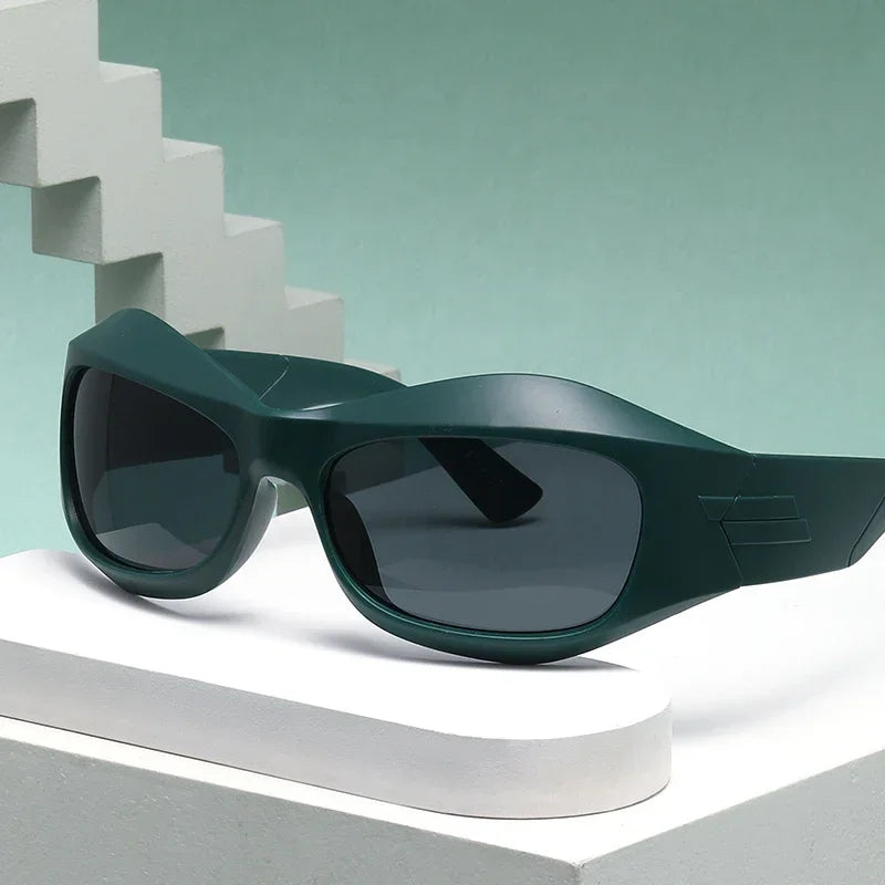 Steampunk Style Sunglasses Curved Lenses — Multicolor | KIMLUD
