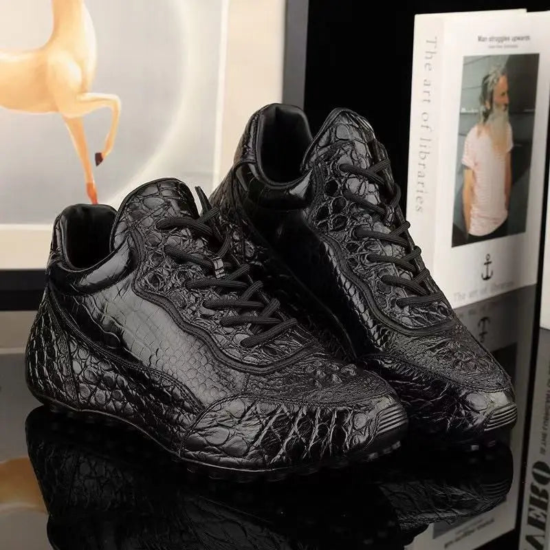 2025 new arrival Crocodile skin causal shoes men,male Genuine leather sneakers PDD620