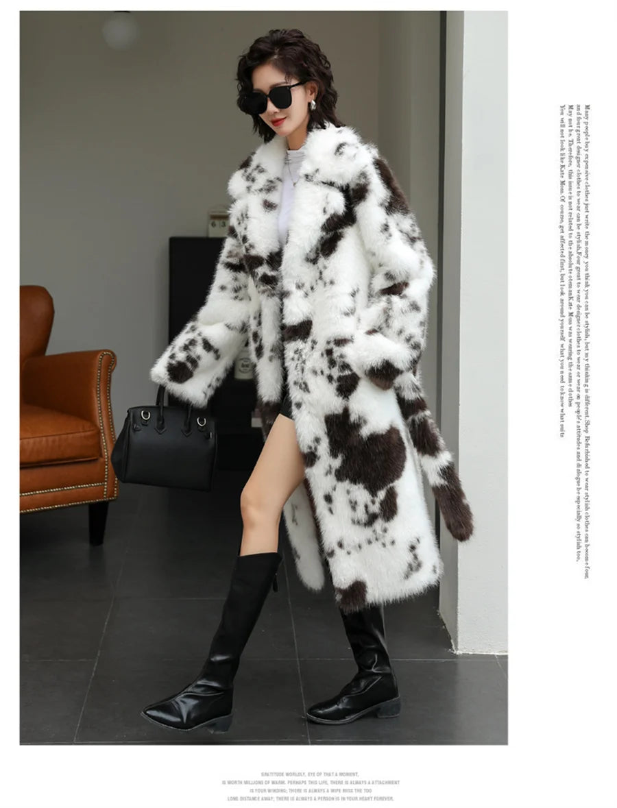 ZAROY Luxury Fluffy Faux Mink Fur Long Women's Coat Fashion Gradient Fur Winter Thick Warm Outerwear  Brand Design Overcoat шу