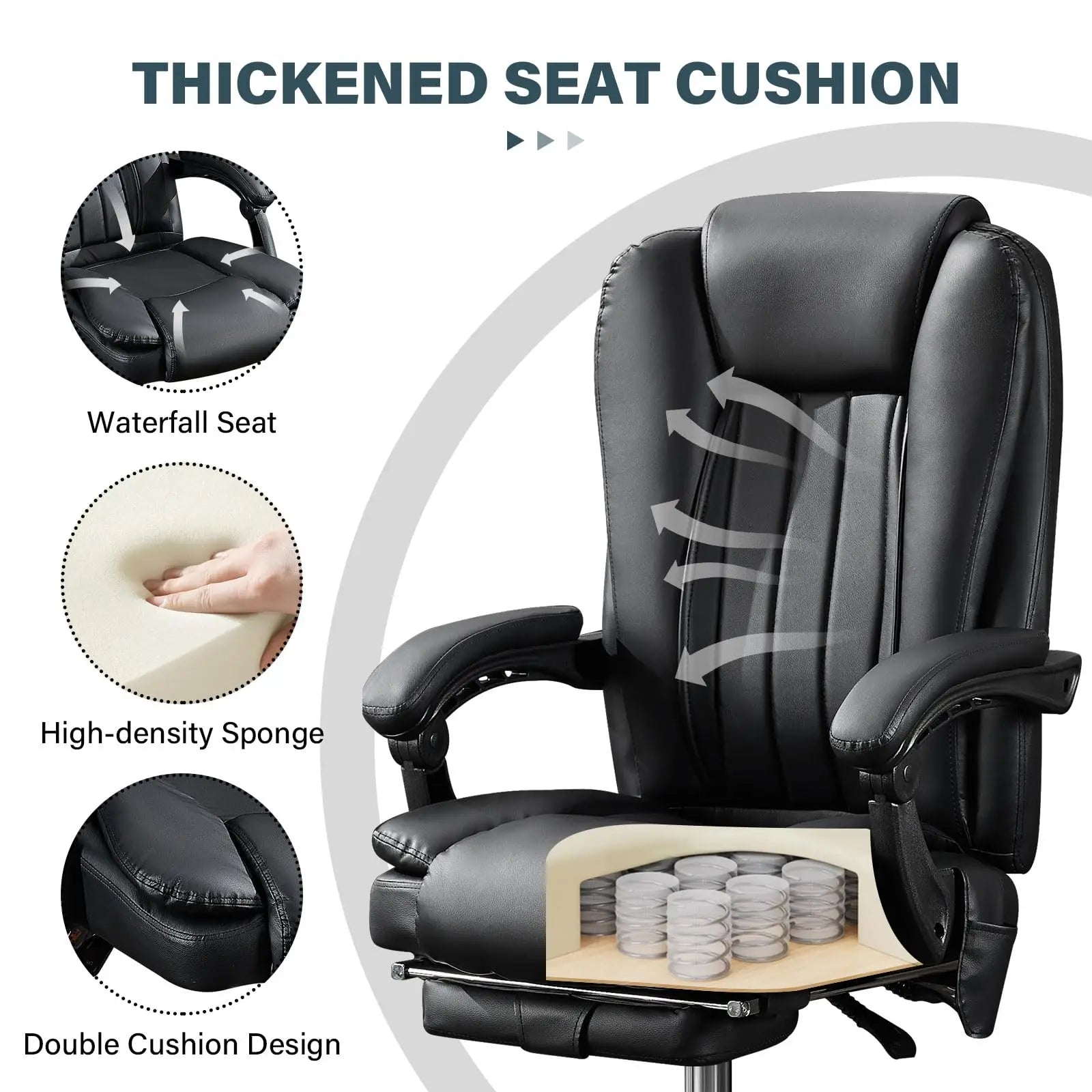 KIMLUD, Massage Chair Office Electric Leather Executive Chair Adjustable Height Reclining Nap Chair 3 Intensity Levels Latex Cushion, KIMLUD Womens Clothes