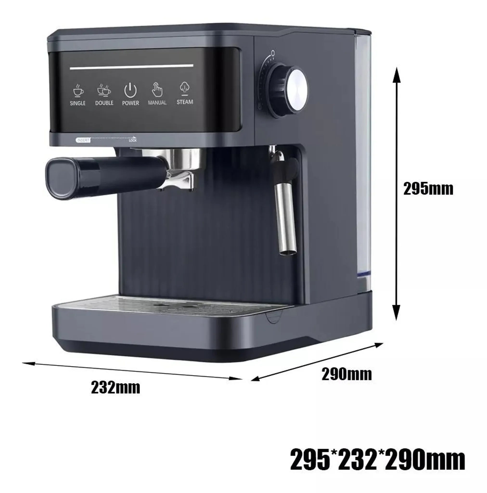 Espresso Machine – 20 Bar Pressure – Black | KIMLUD