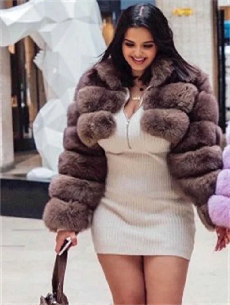 WESAYNB Winter Clothes 2022 Fashion Faux Fur Coats Women Long Sleeve Warm Tops Quilted Faux Fur Jackets For Women Wholesale
