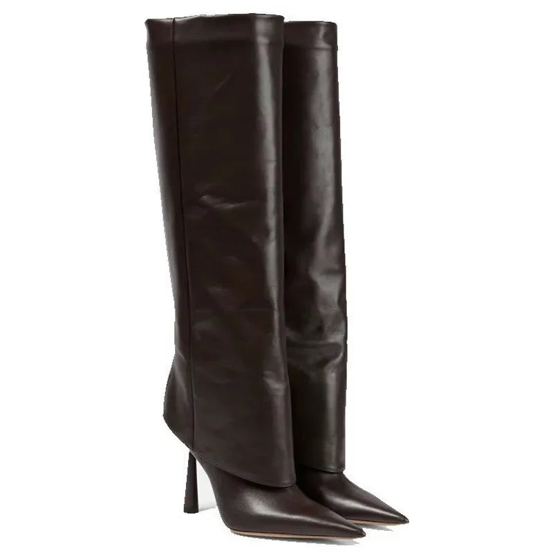 Women's Fashion Retro Stone Pattern Pointed Sleeve Skirt Boots European and American High End Loose Pants Banquet Boots