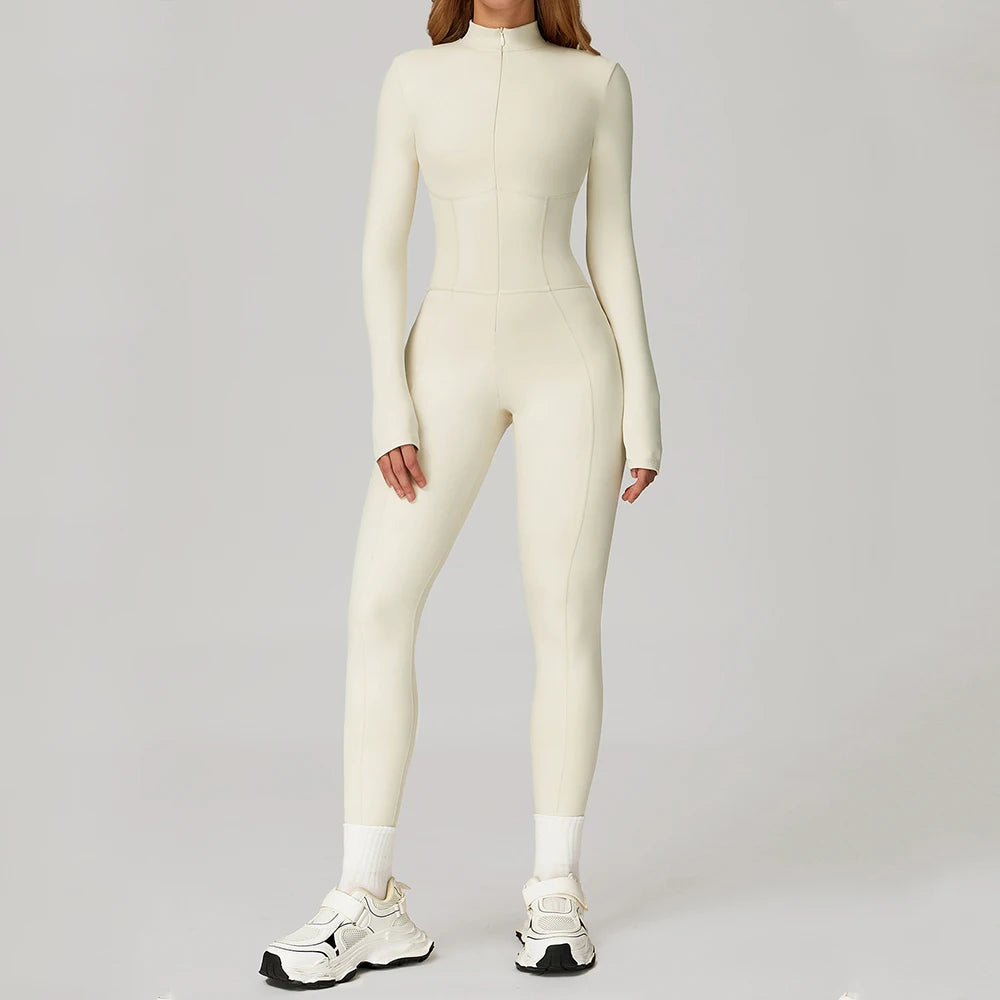 Velvet Yoga Jumpsuit Fitness Set Sports Jumpsuits Gym Clothing Set Long-Sleeved Warm Bodysuit Women Outfit Push-up Activewear