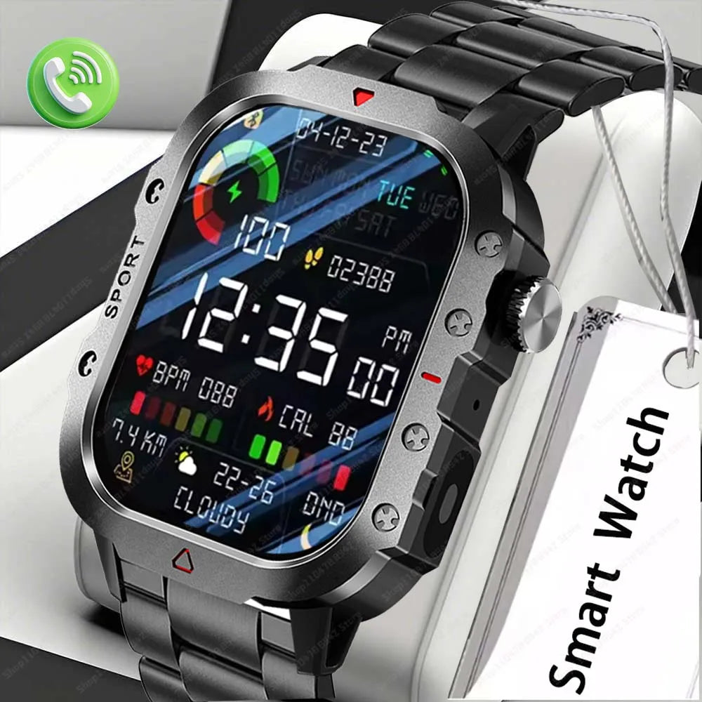 2025 New Military Smart Watch Men Outdoor  2.01" Al Voice Bluetooth Call Smartwatch Surprise Gift Outdoors For Android& IOS Male