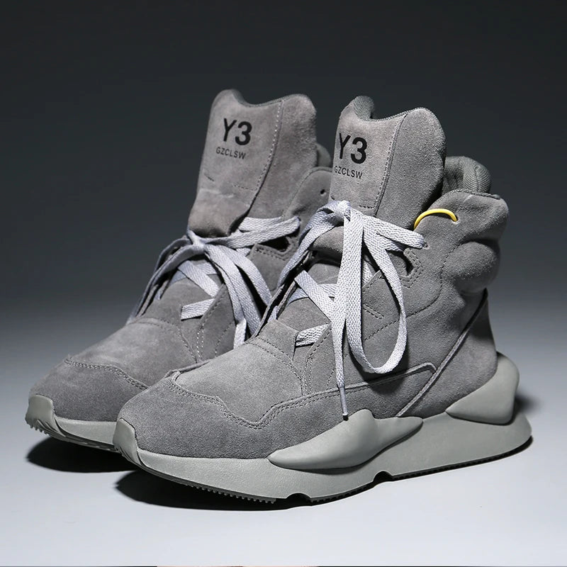 Cow Suede High-Top Sneakers Original Design — Slate Gray | KIMLUD
