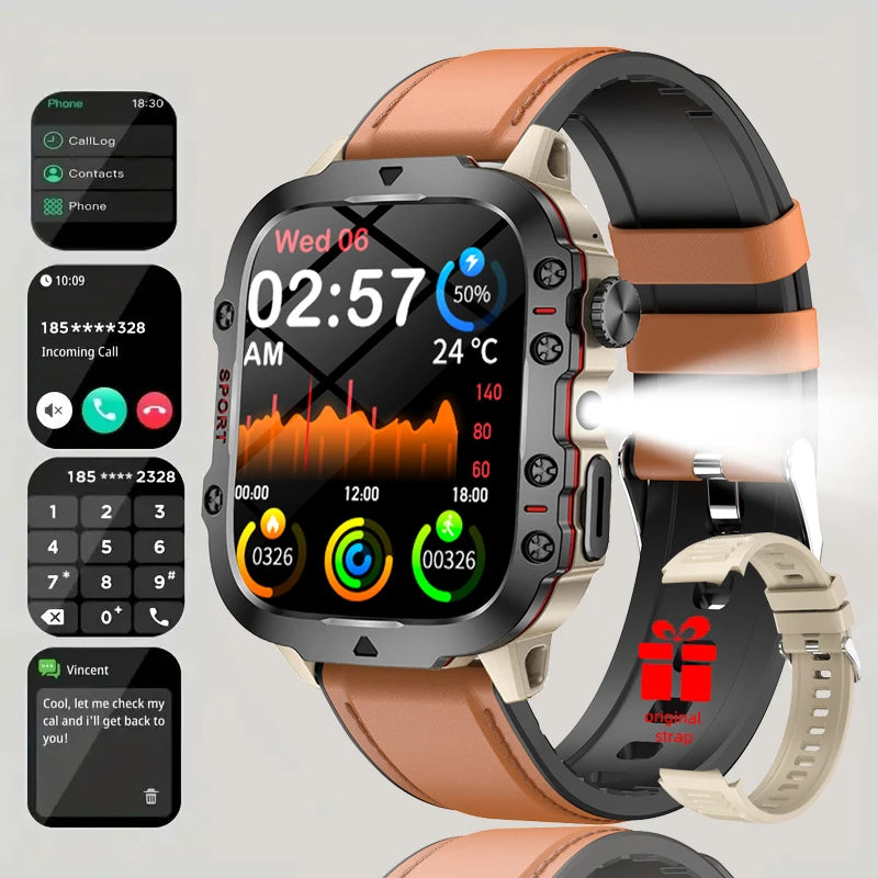 2025 New Men Women Smart Watch Flashlight 1.81” HD Display AI Voice Bluetooth Call Sports Watches Health Monitor Smartwatch Men