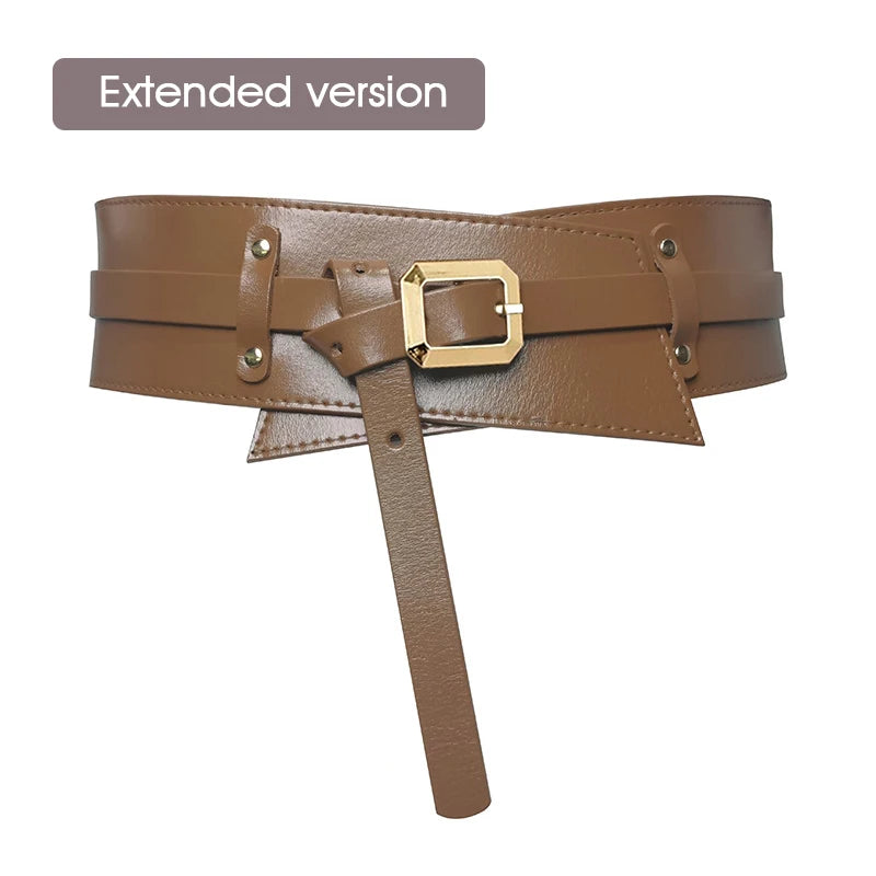 Medieval Leather Waist Belt Women Corset Wide Belts Girdle Belts Wide Cowhide Pin Buckle Waistbands For Dress Coat Decor