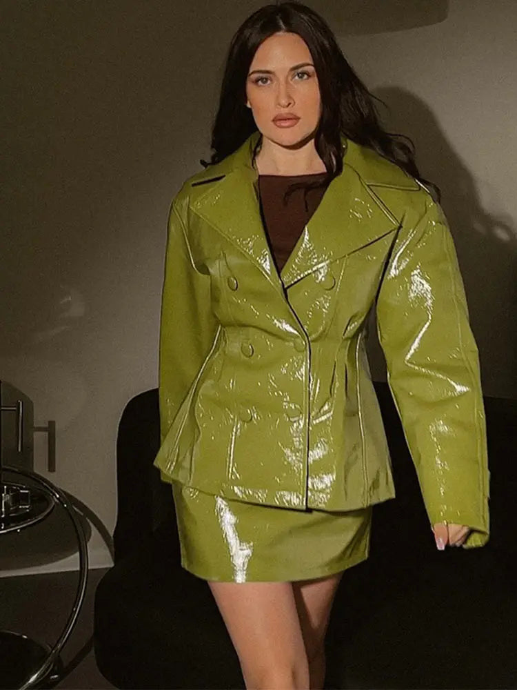 Casual Pu Leather Loose Women Jacket Belt Full Sleeve Stand Collar Zippers Female Coat 2026 Spring Autumn Lady Streetwears
