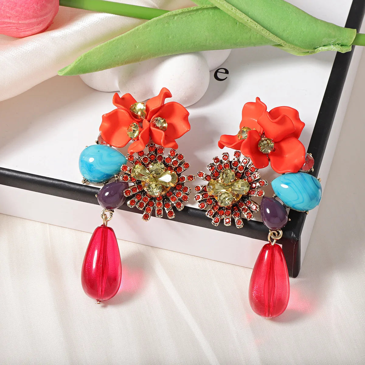 Geometric Zinc Alloy Earrings Water Drop Long — Clear | KIMLUD
