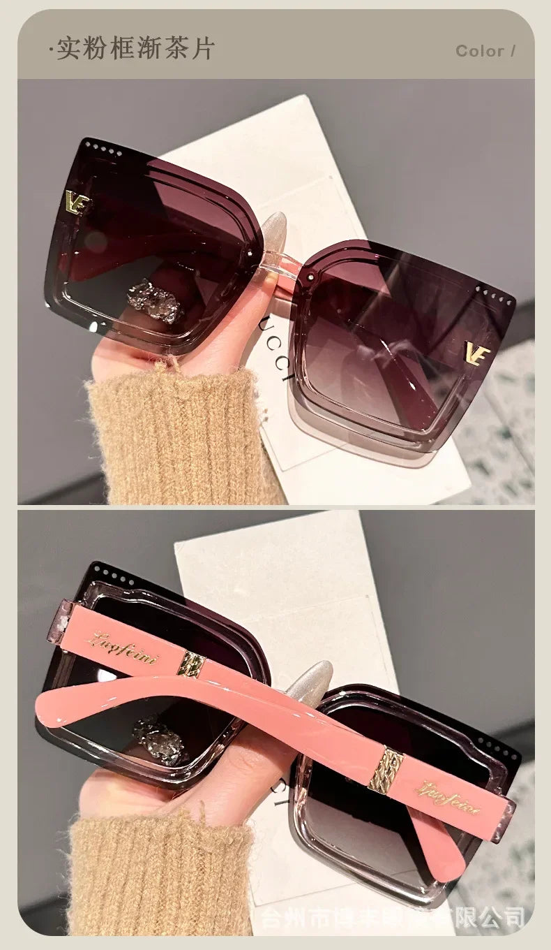 New Cool Rimeless Polarized Sunglasses Women Oversized Square Sun Glasses Ladies UV400 Classic Goggle Oculos De Sol Feminino