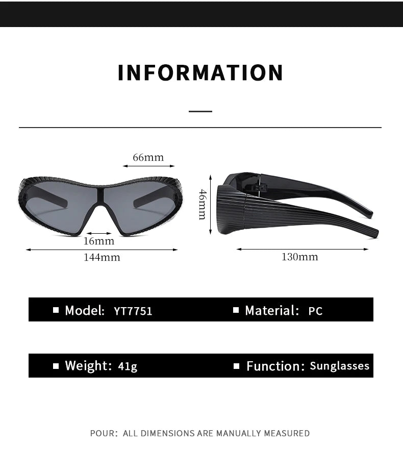 Futuristic Sunglasses Large Frame — Black | KIMLUD
