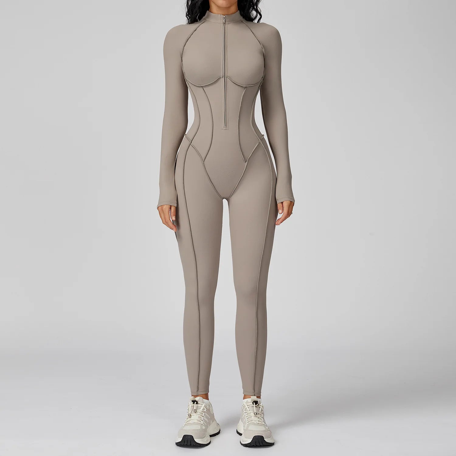 Yoga Bodysuit Long Sleeved Women's Tracksuits Gym Zipper Jumpsuits Sports Workout High-intensity Fitness One-piece Tights Suit