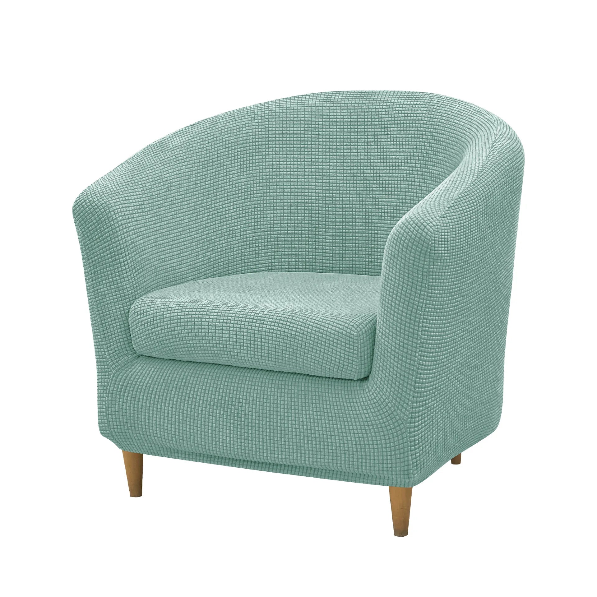 2pcs/set Jacquard Stretch Club Armchair Slipcover 1pc Barrel Tub Sofa Cover + 1pc Polar Fleece Couch Cover Furniture Protector